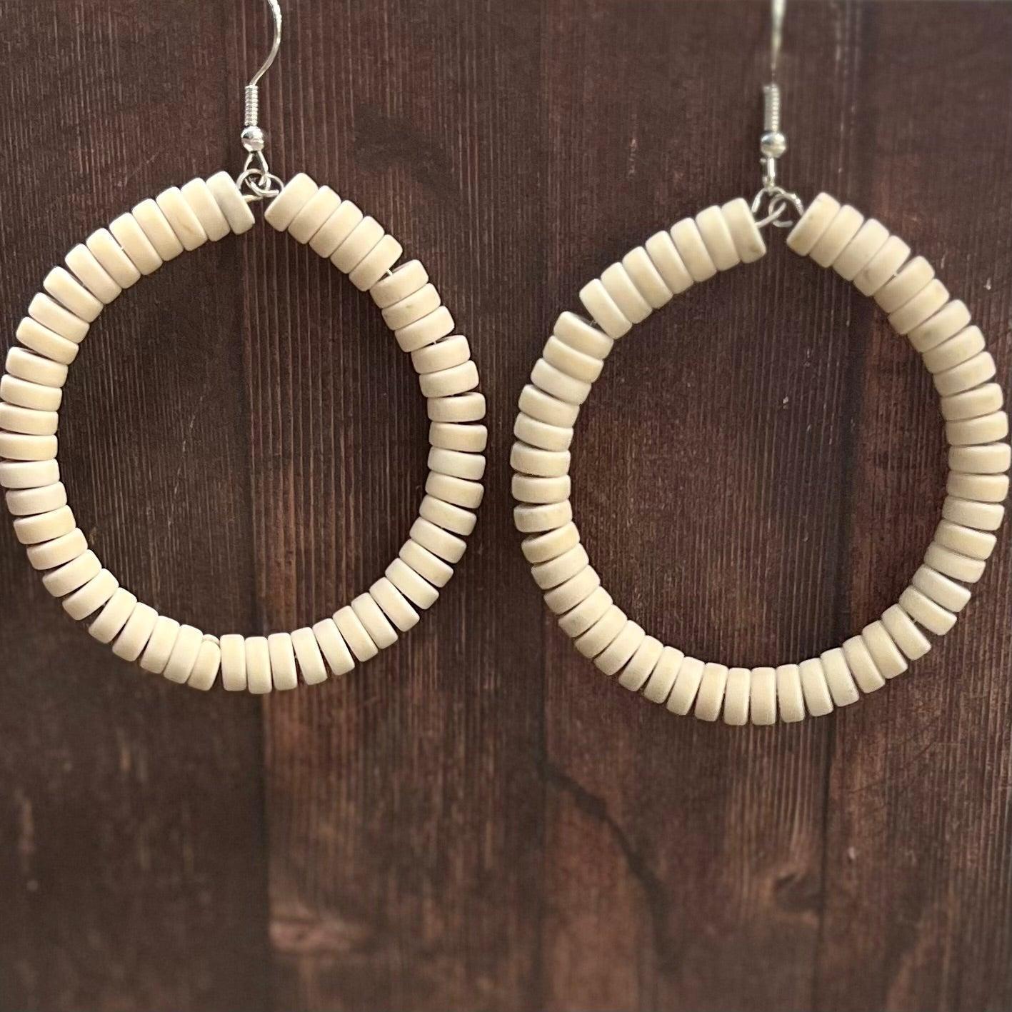 Disc Bead Hoop Earrings Product Image