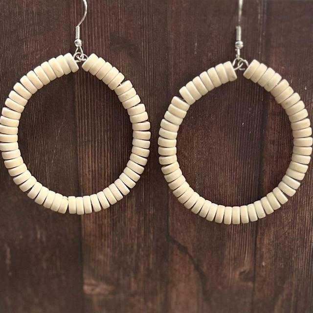 Disc Bead Hoop Earrings Product Image