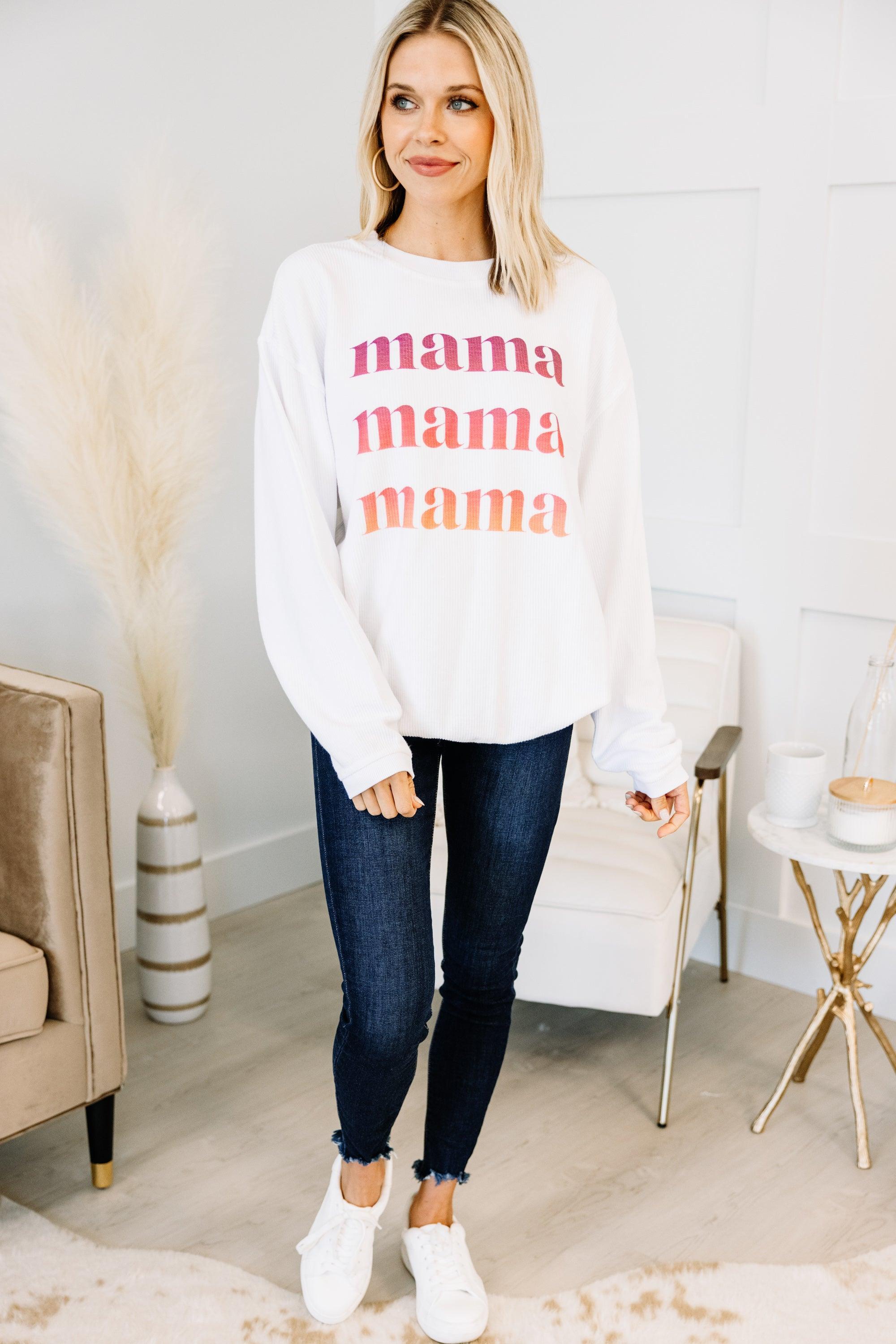 Ombre Mama White Corded Graphic Sweatshirt Female Product Image