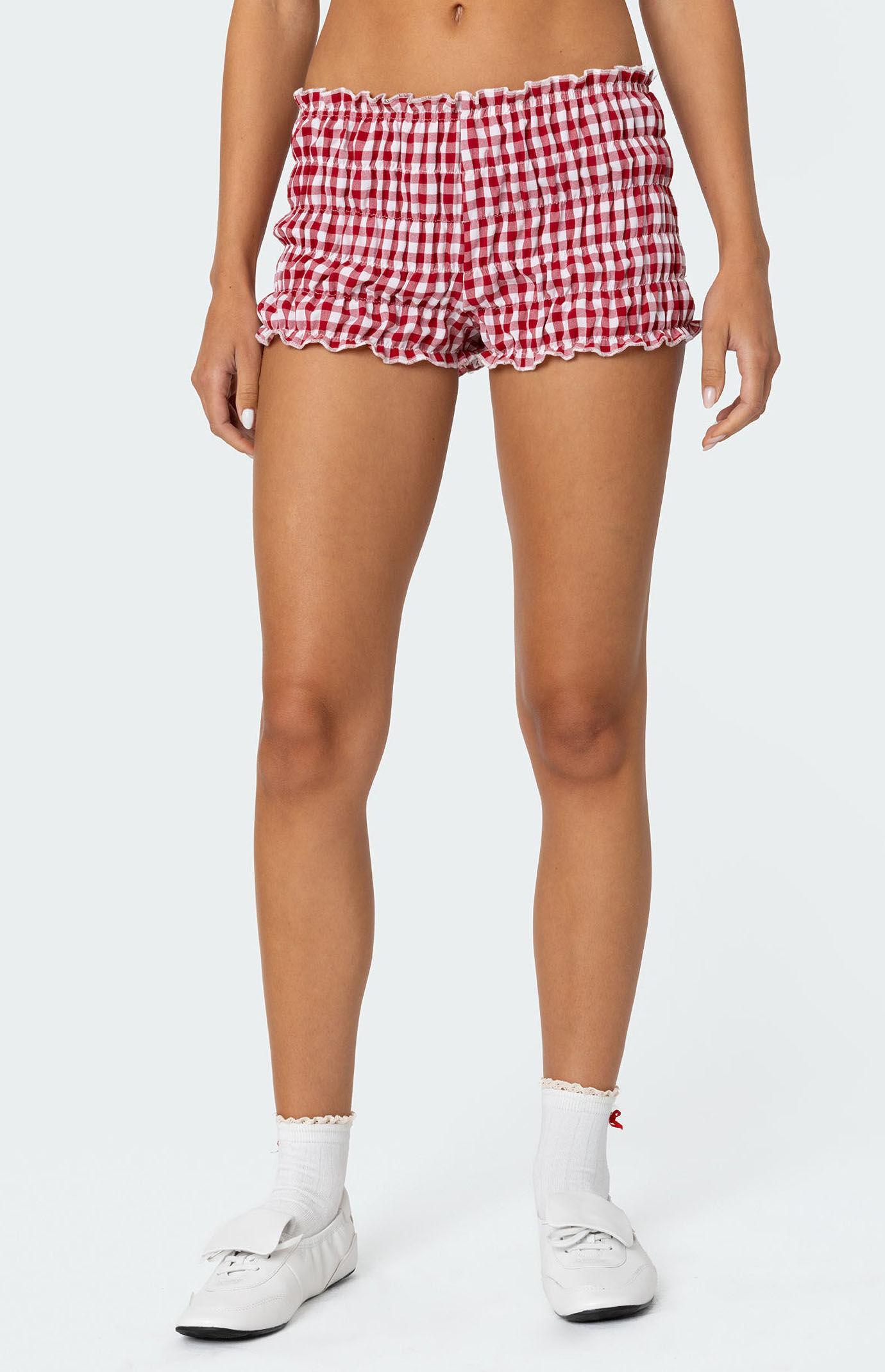 Edikted Womens Gingham Scrunch Shorts Product Image