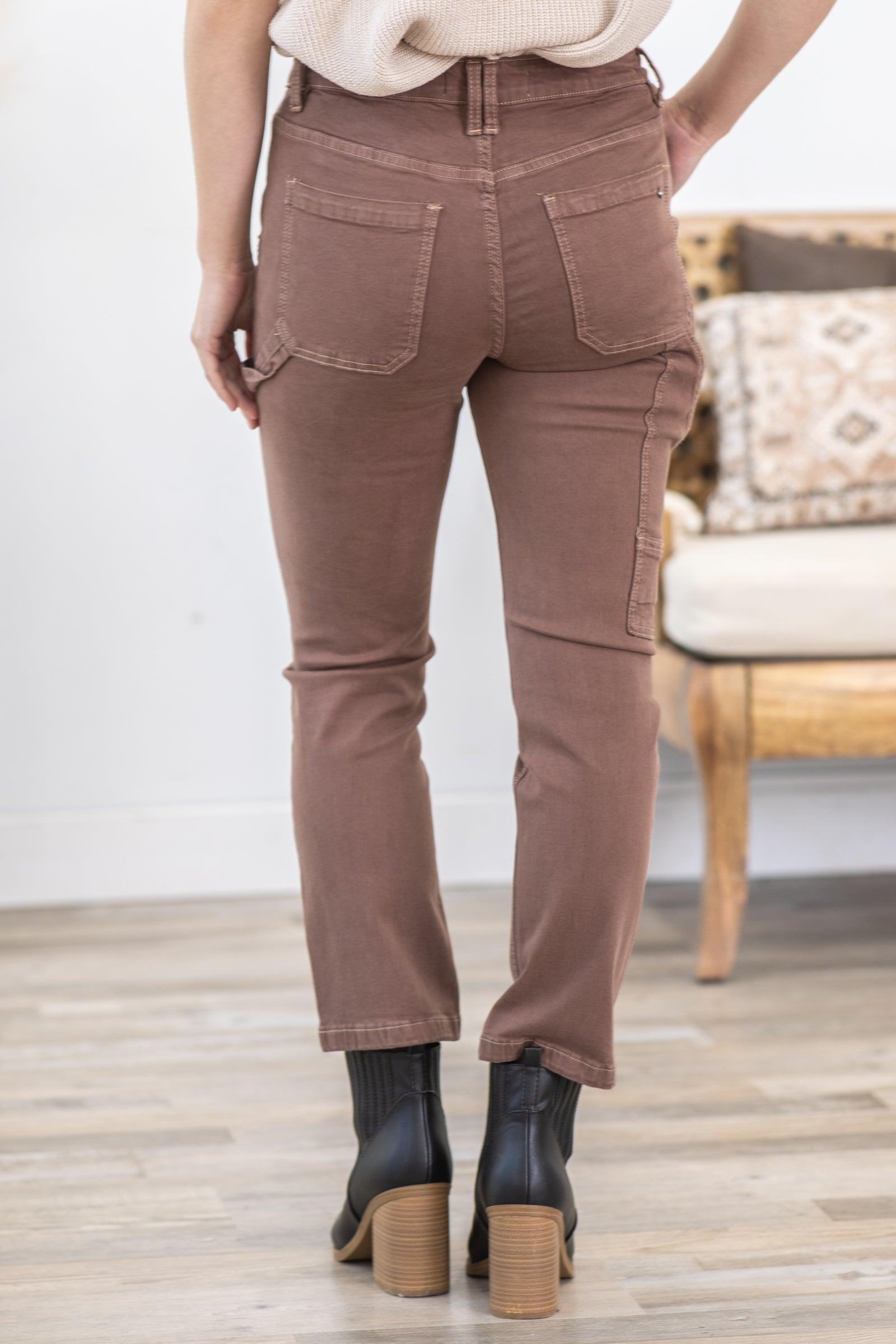 Mica Dark Mocha Utility Straight Crop Jean Product Image