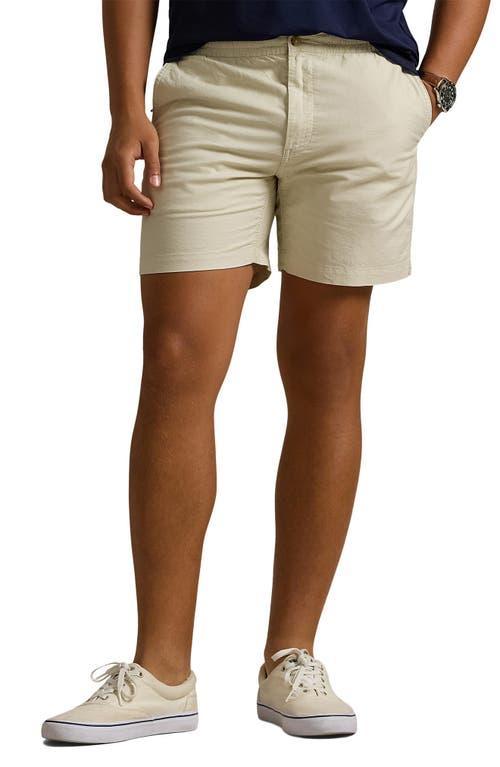 POLO RALPH LAUREN Classic Fit Flat Front Elastic Waist Chino Shorts In Basic Sand Product Image