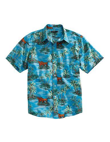 SALE Tin Haul® Men's S/S Vintage Hawaiian Horses Print Snap Shirt Product Image