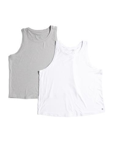 2Pk Jersey High Neck Tank Tops For Women Product Image