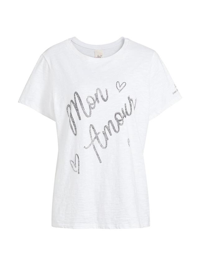 Womens Mon Amour Embellished Cotton T-Shirt Product Image