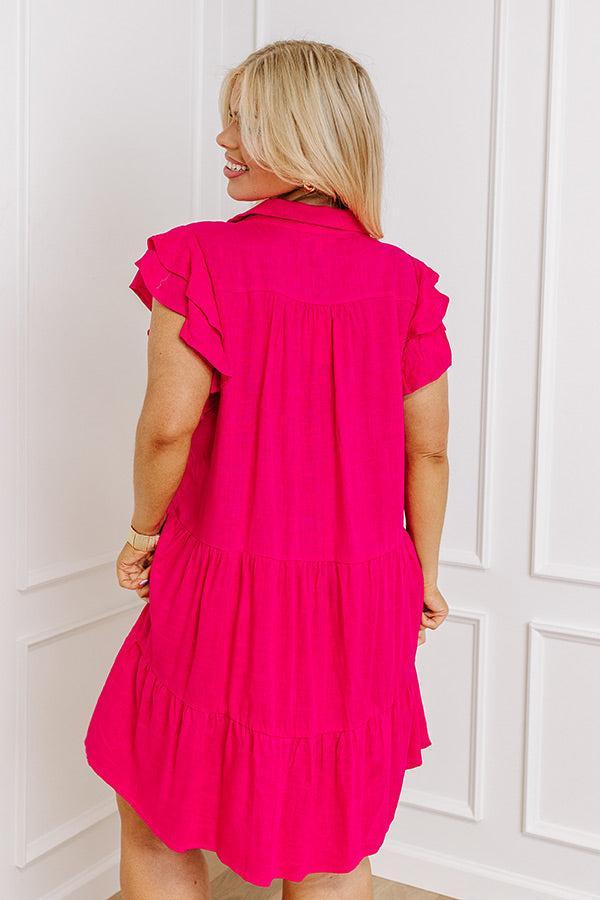 Newsworthy Style Linen-Blend Babydoll Dress In Hot Pink Curves Product Image