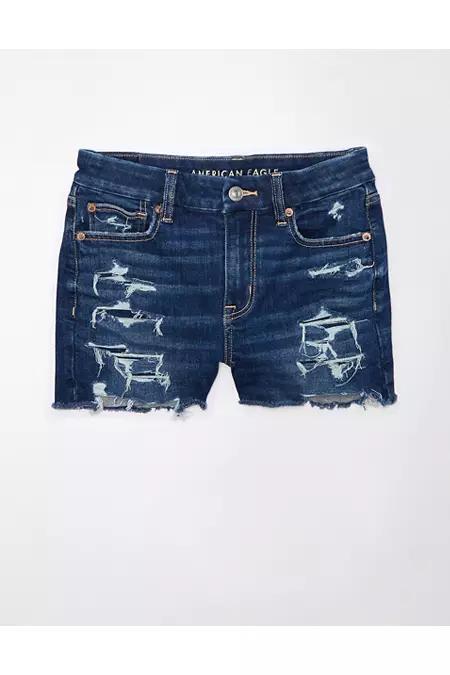 AE Next Level Curvy Ripped High-Waisted Denim Short Short Women's Product Image