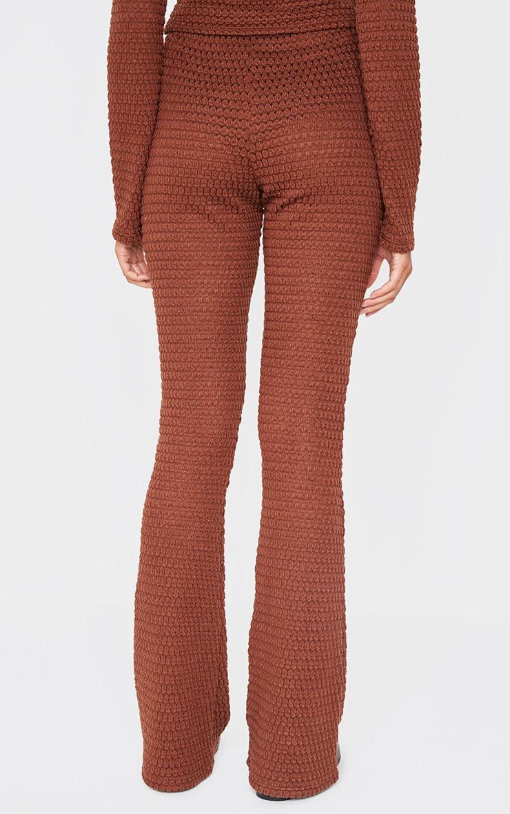  Chocolate Textured Mid Rise Skinny Flare Pants Product Image