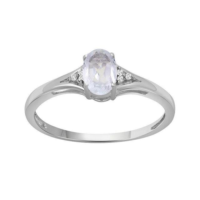 Jewelexcess Sterling Silver Oval White Topaz & Diamond Accent Ring, Womens Product Image