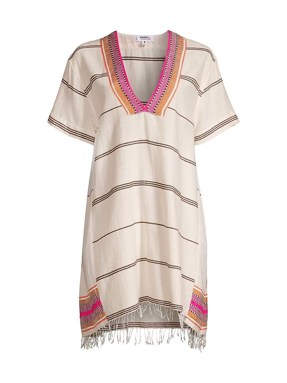 Womens Amina Stripe Woven V-Neck Caftan Product Image