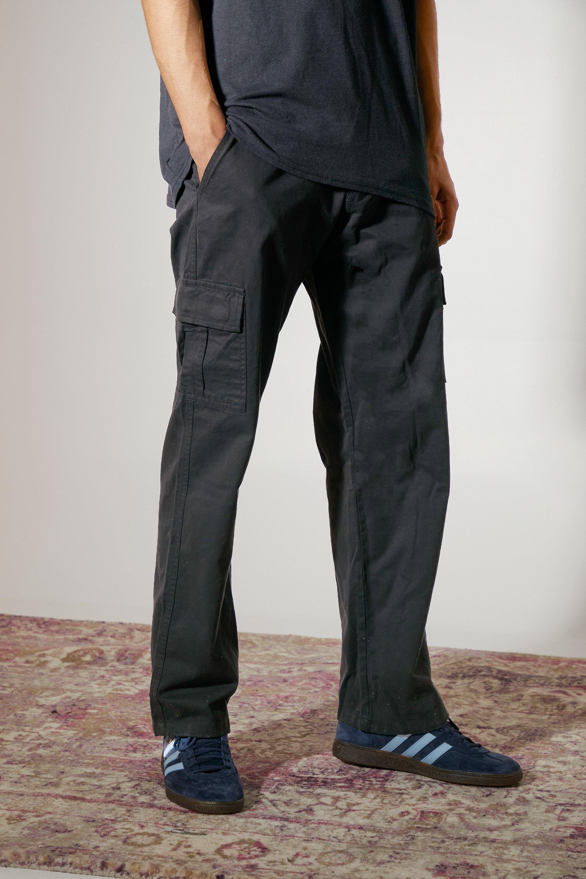 Mens Black Fixed Waist Relaxed Cargo Trouser, Black Product Image