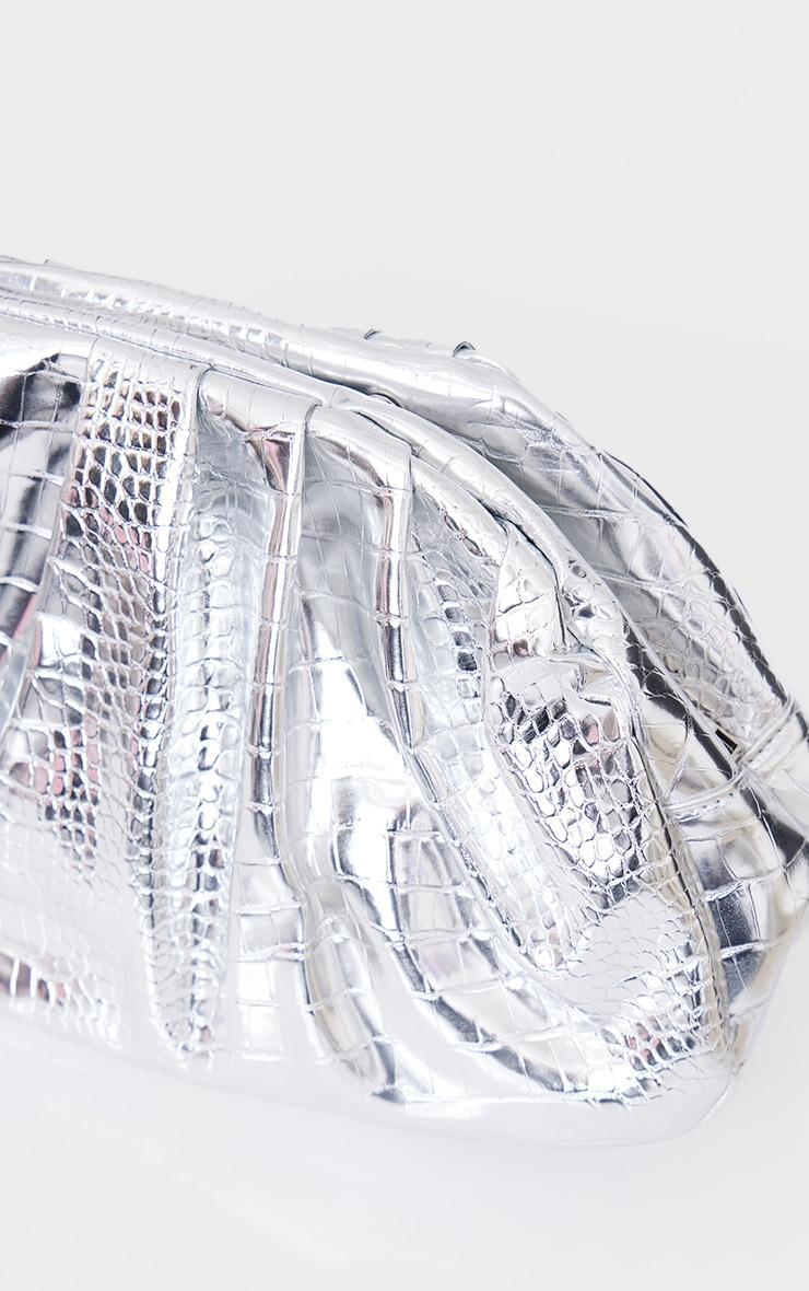 Silver Metallic Slouchy Clutch Product Image