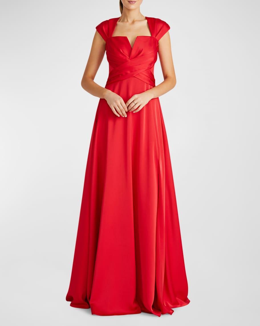 Calista Pleated Cap-Sleeve Gown product image