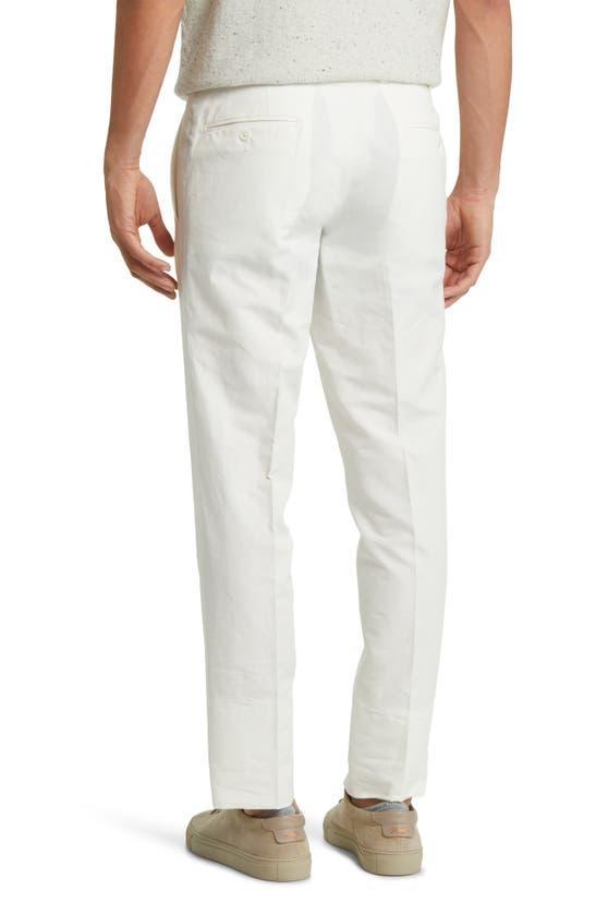 London Jerome Flat Front Linen & Cotton Dress Pants In Ecru Product Image