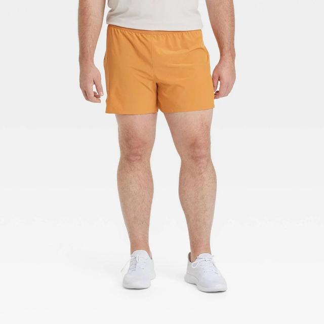 Mens Big Run Shorts 5 - All In Motion Dark Mustard Yellow 2XL Product Image