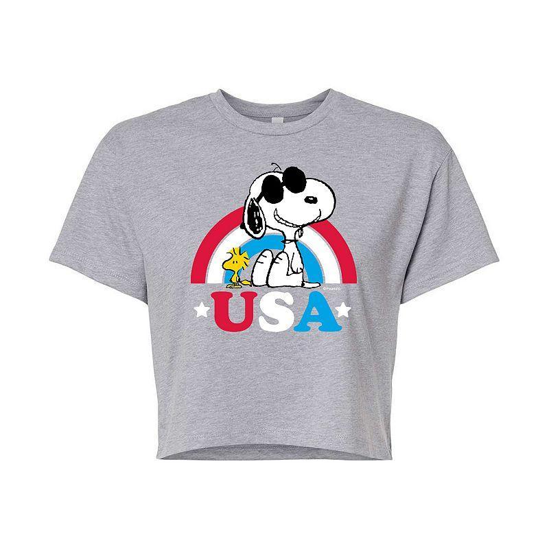 Juniors Peanuts USA Rainbow Cropped Tee, Girls Product Image