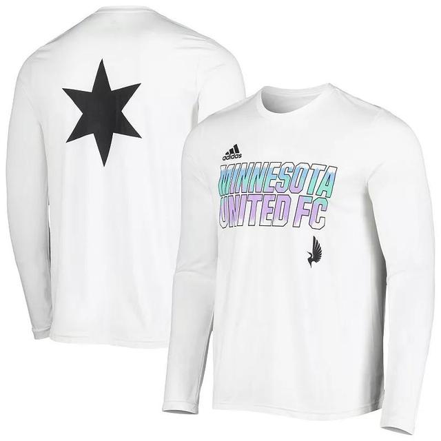 Mens adidas White Minnesota United FC Jersey Hook AEROREADY Long Sleeve T-Shirt Product Image