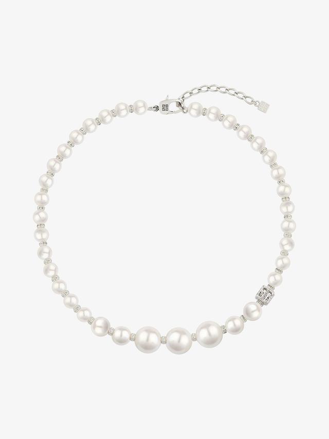 Pearl necklace in metal with crystals Product Image