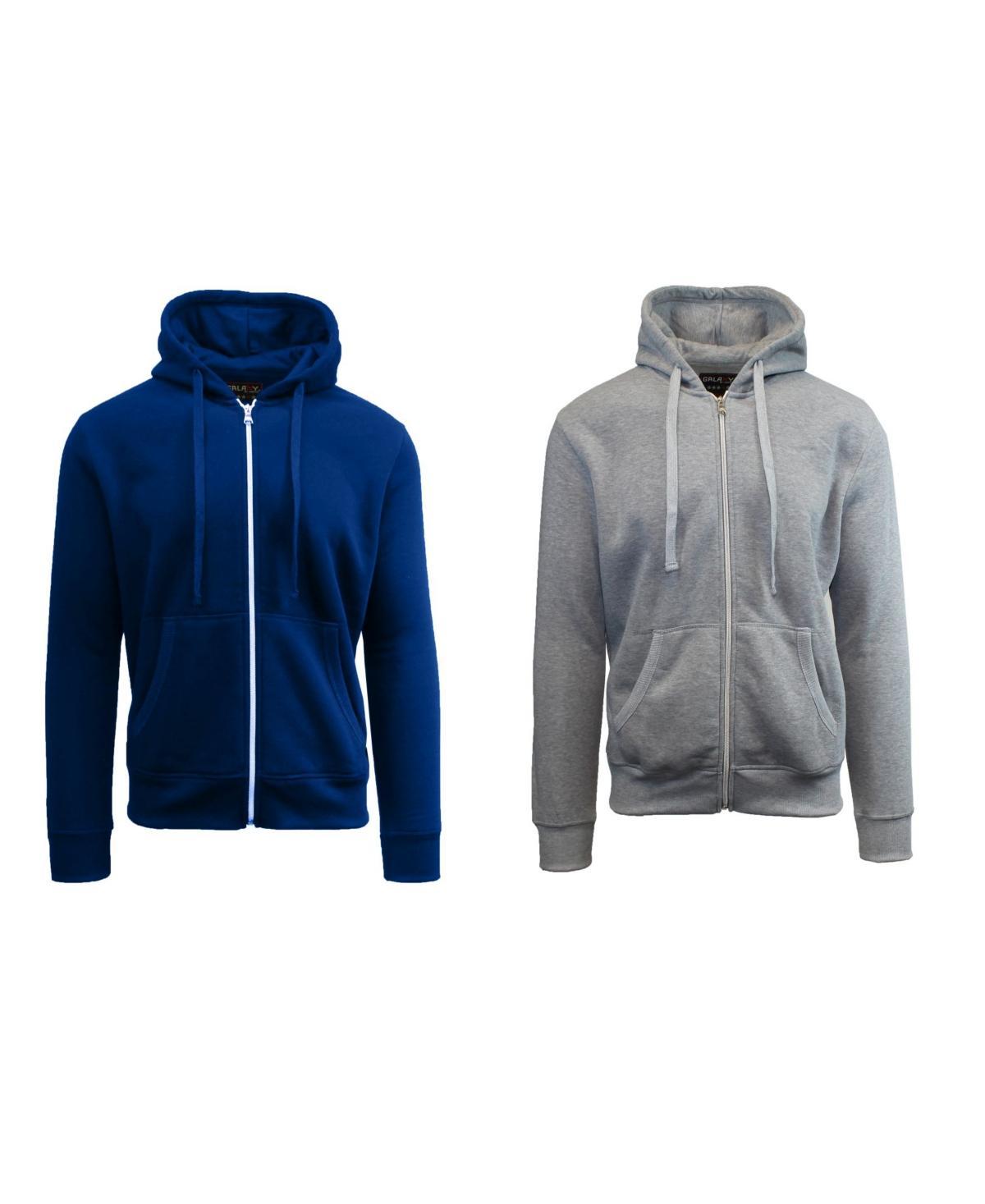 Galaxy By Harvic Mens 2-Packs Zip-Up Fleece Hoodies - Heather Gray Product Image