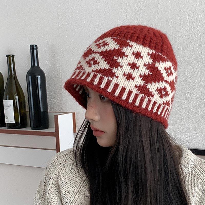 Patterned Knit Beanie Product Image