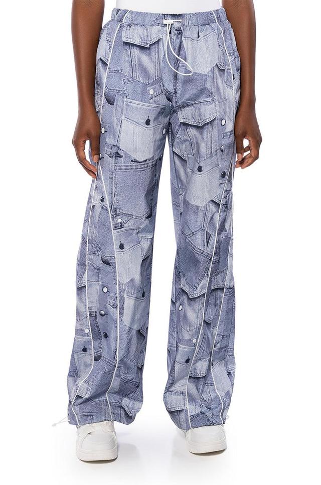 LOOK AGAIN DENIM GRAPHIC PARACHUTE PANT Product Image