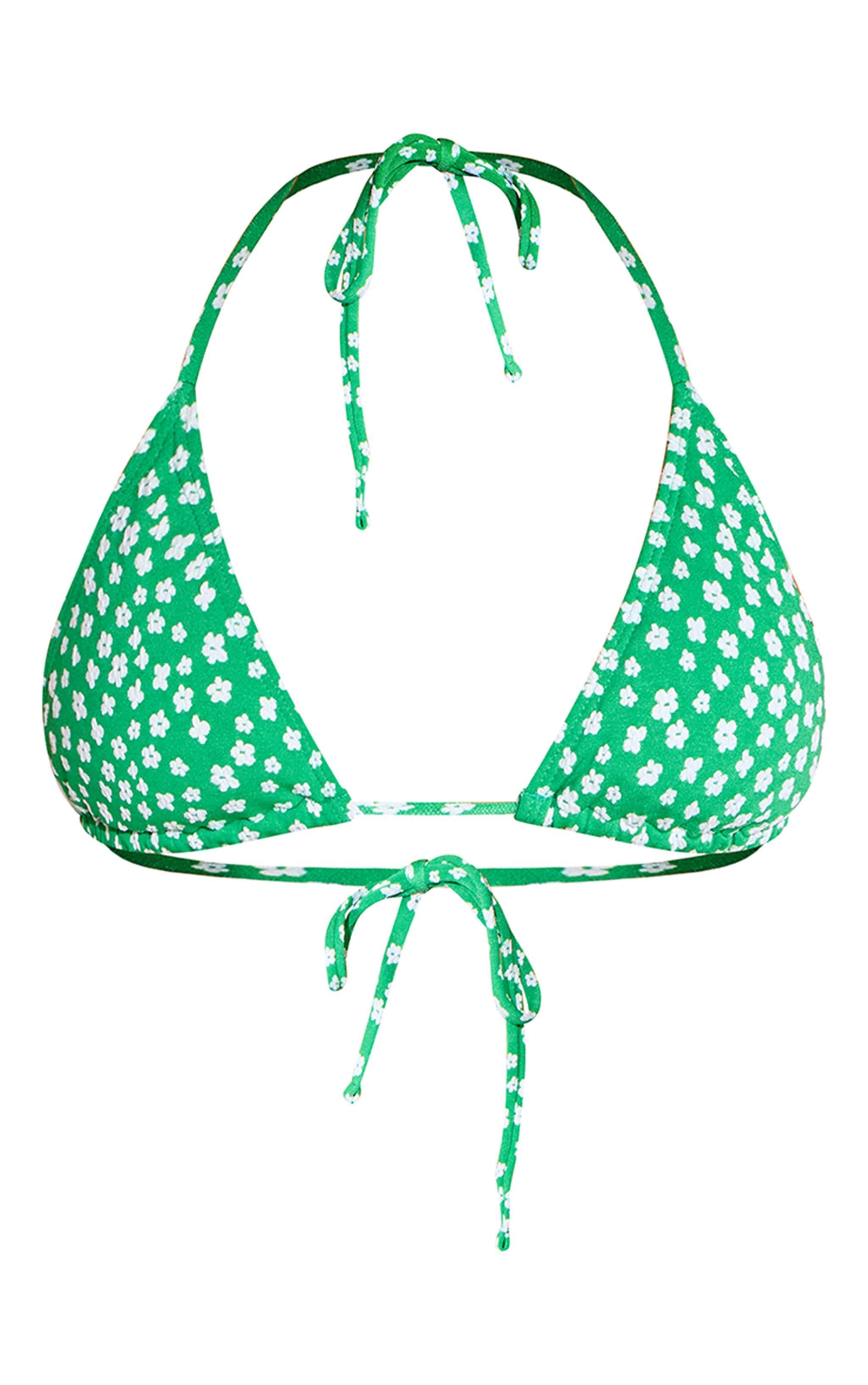 Green Ditsy Floral Triangle Bikini Top Product Image