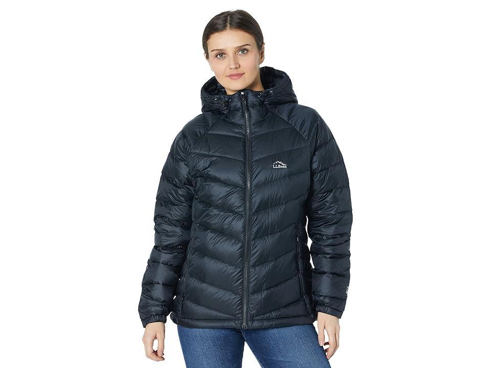 L.L.Bean Petite Ultralight 850 Down Hooded Jacket (Black) Women's Clothing Product Image