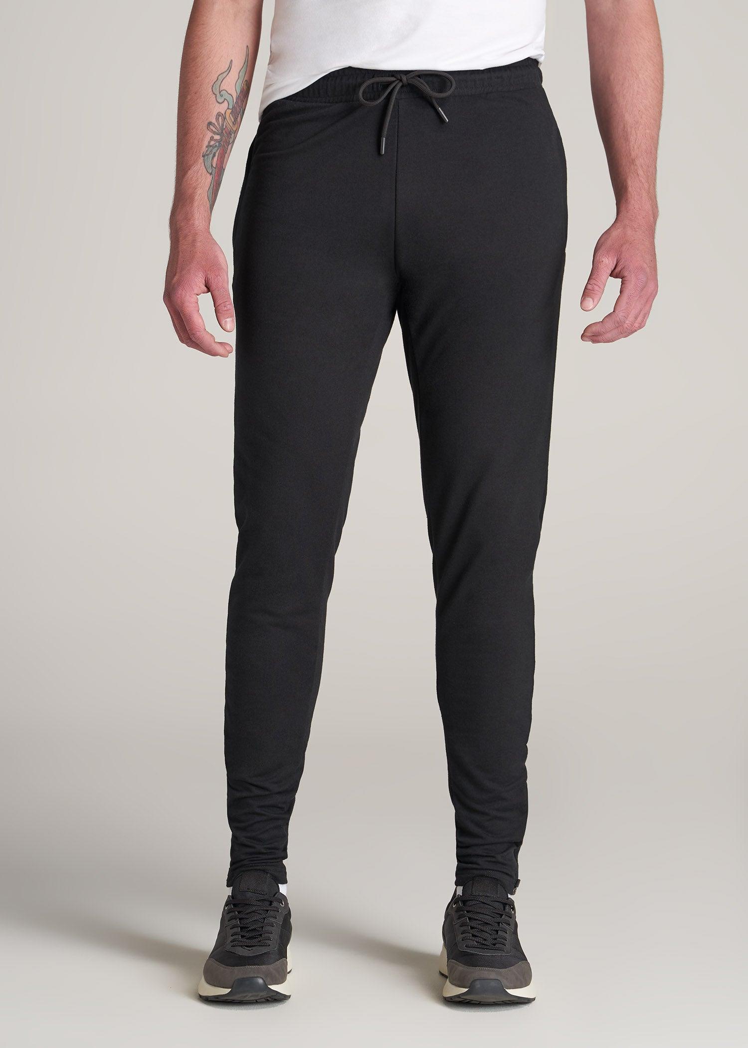 SLIM-FIT Lightweight French Terry Joggers for Tall Men in Black Male Product Image