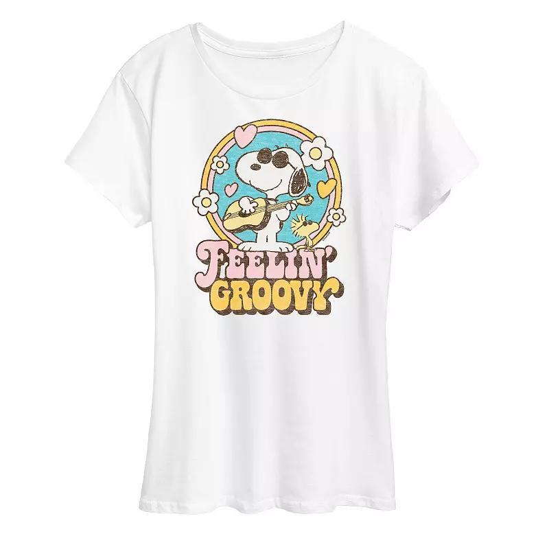 Womens Peanuts Snoopy Feelin Groovy Graphic Tee Product Image