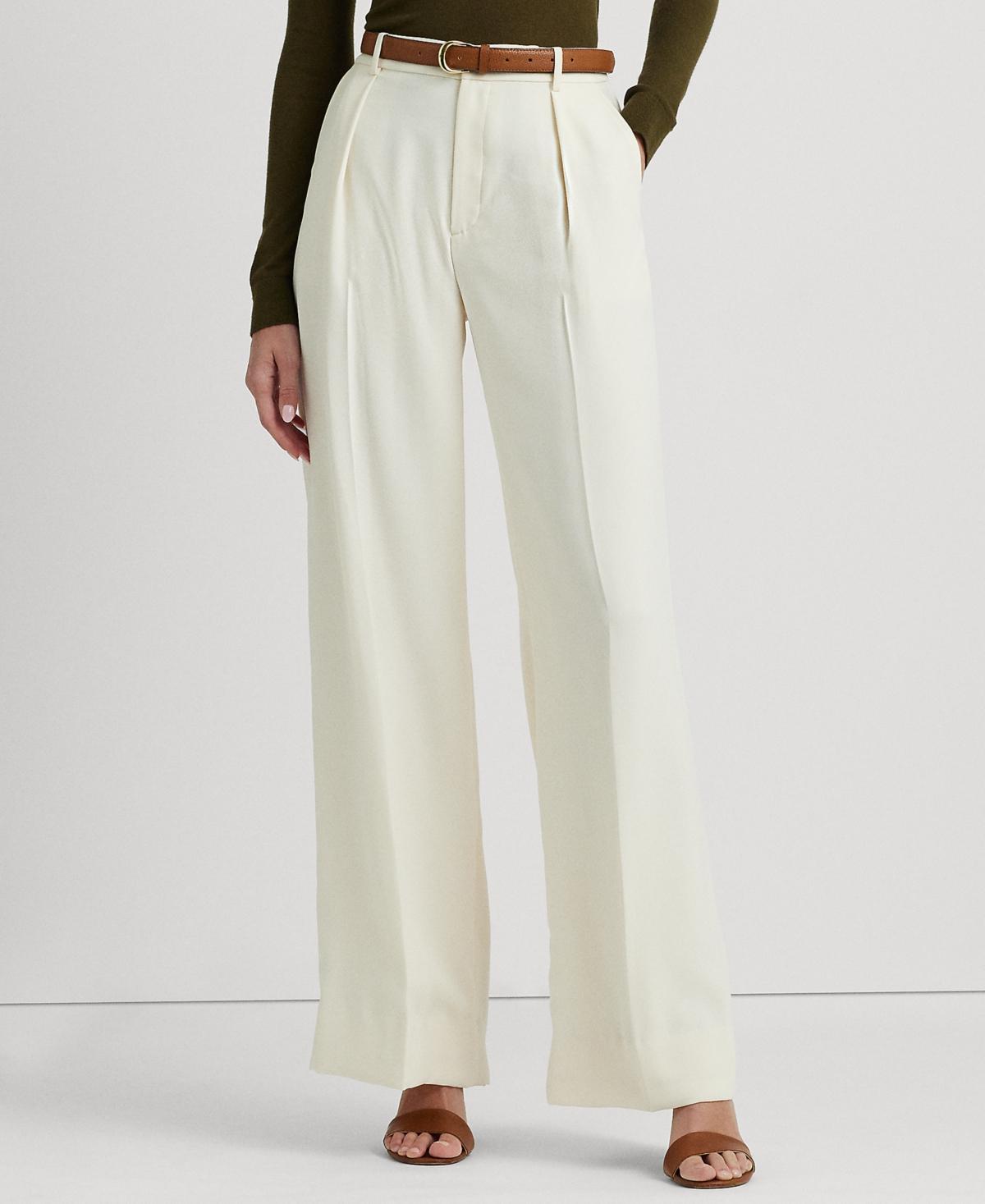 Lauren Ralph Lauren Double-Faced Georgette Wide-Leg Pant (Mascarpone Cream) Women's Clothing Product Image