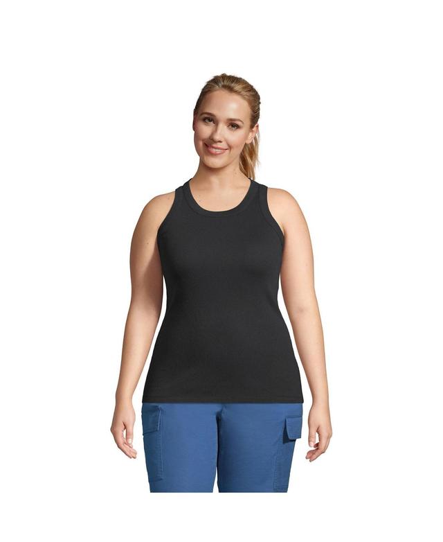 Plus Size Lands End Ribbed Crewneck Tank Top, Womens Product Image