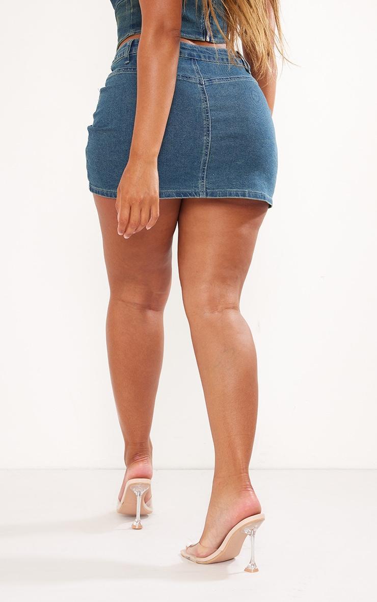 Shape Indigo Vintage Wash Denim Micro Mini Skirt Product Image