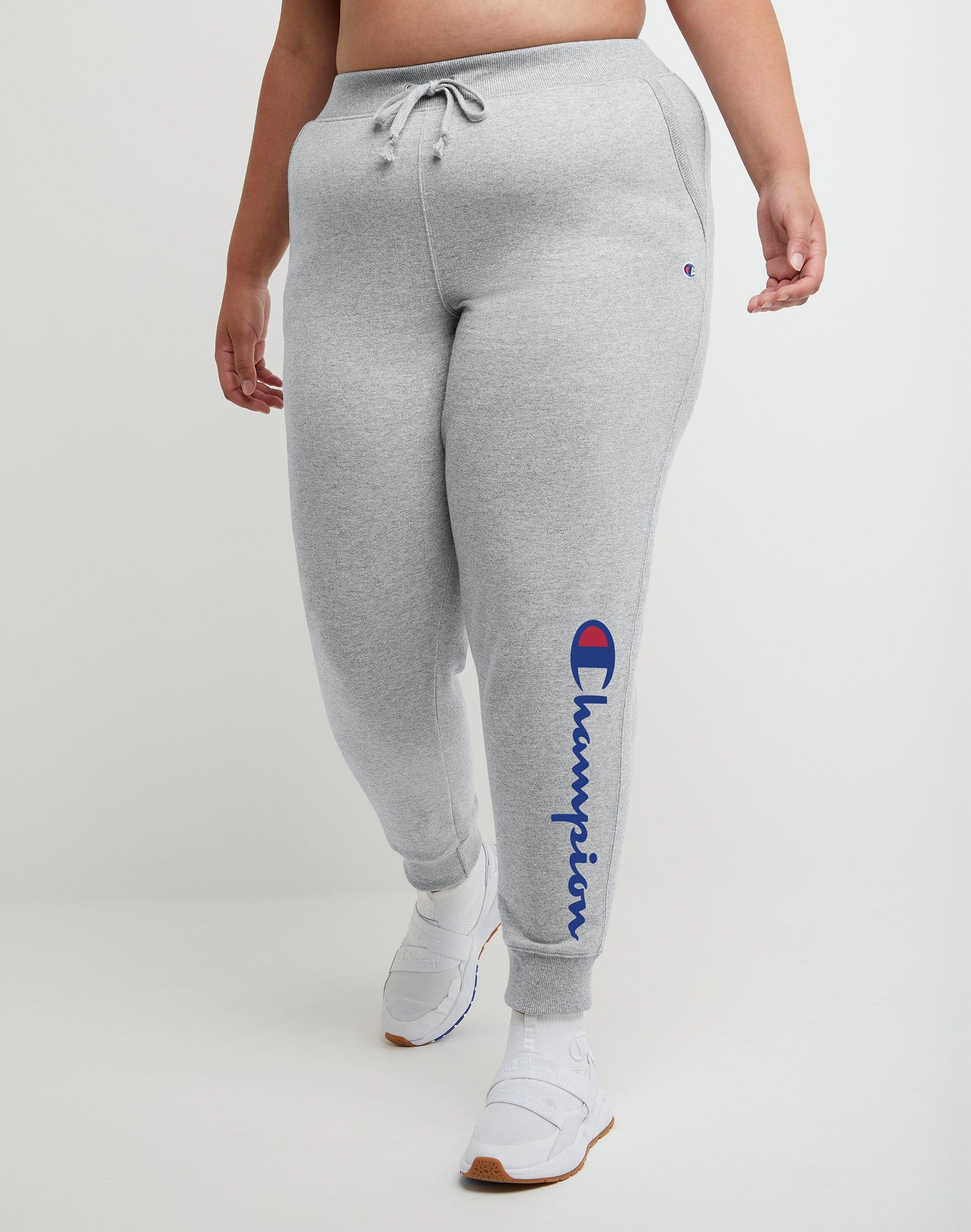 Womens Champion Powerblend Joggers, Script Logo, 29 (Plus Size) Oxford Grey 1X Product Image