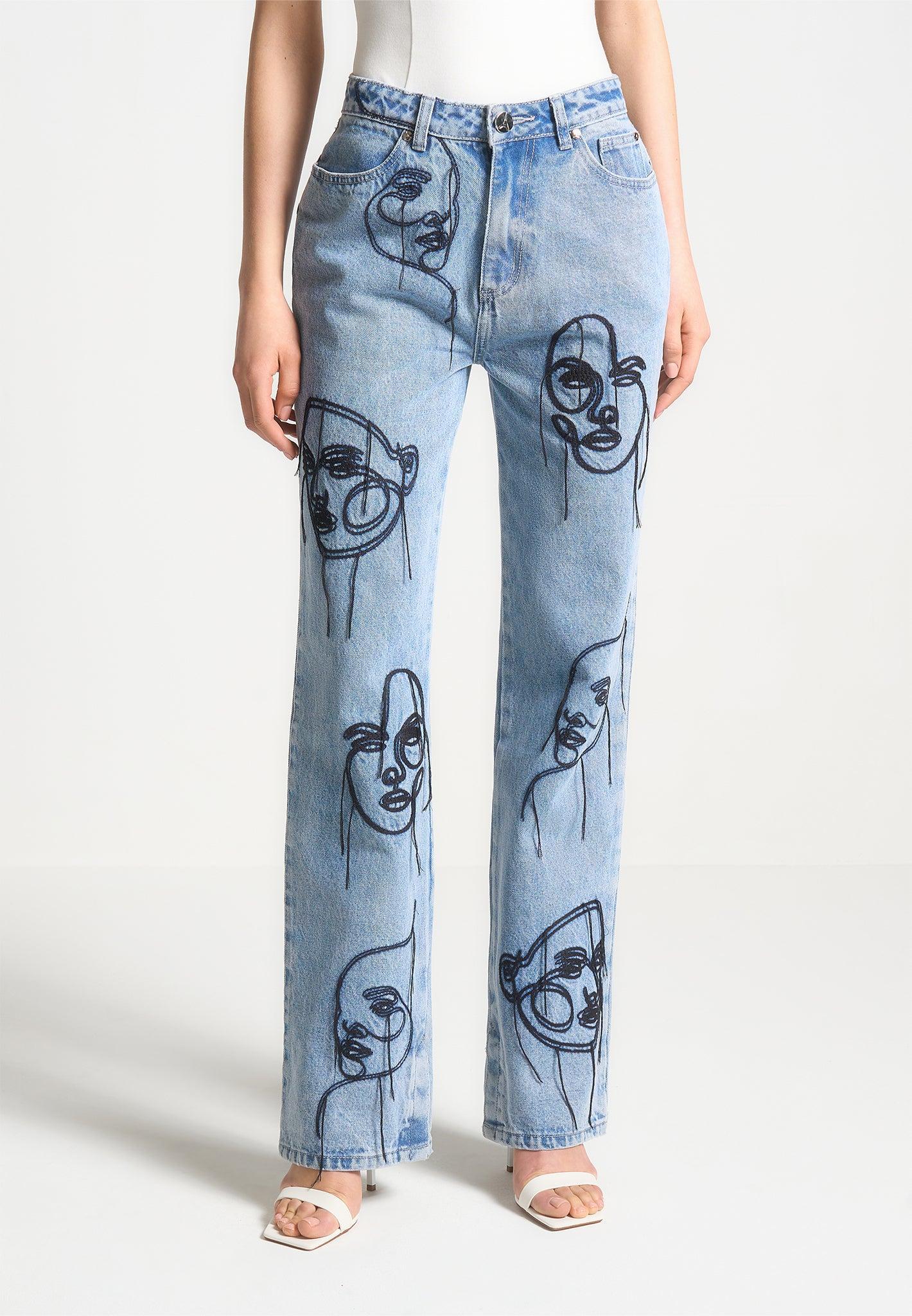 Line Art Boyfriend Jeans - Mid Blue Female Product Image