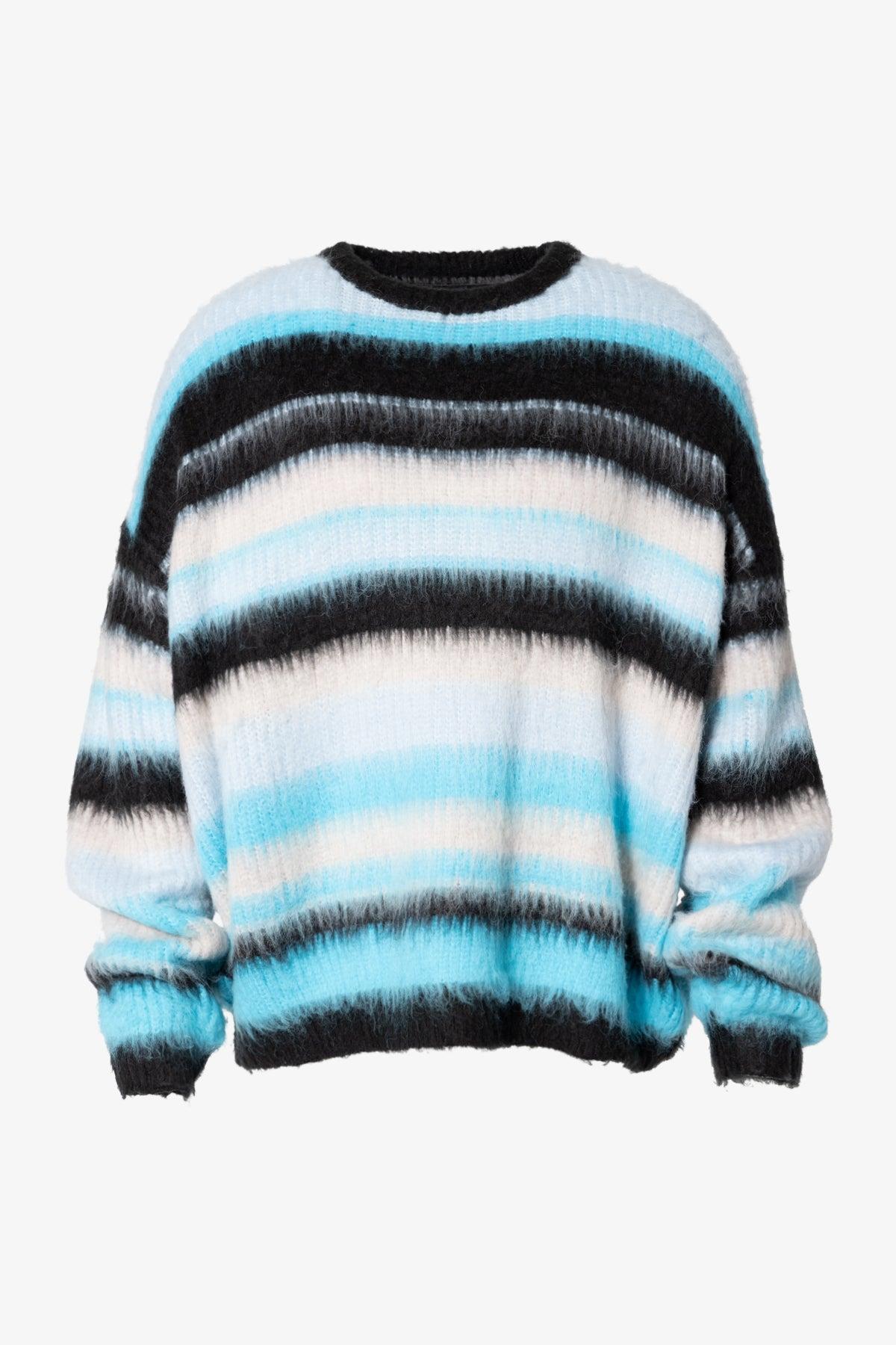 Oversized Water Striped Sweater - Blue Product Image