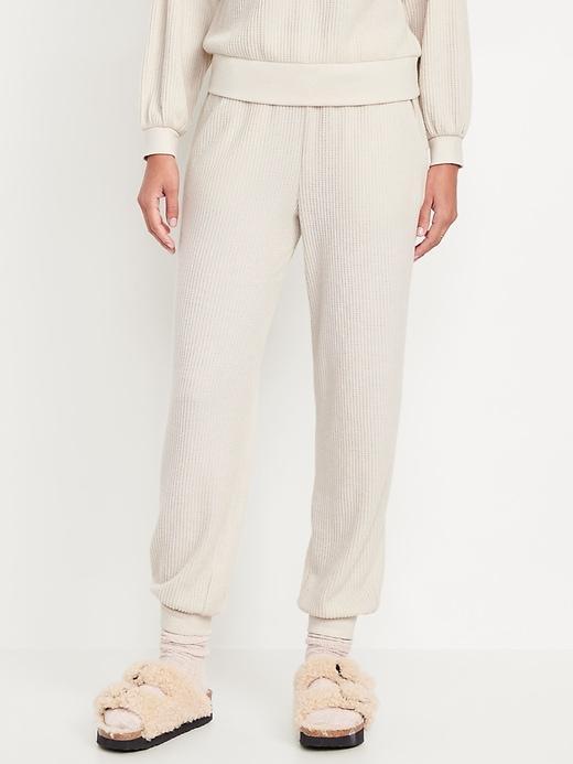 High-Waisted Waffle Lounge Joggers Product Image