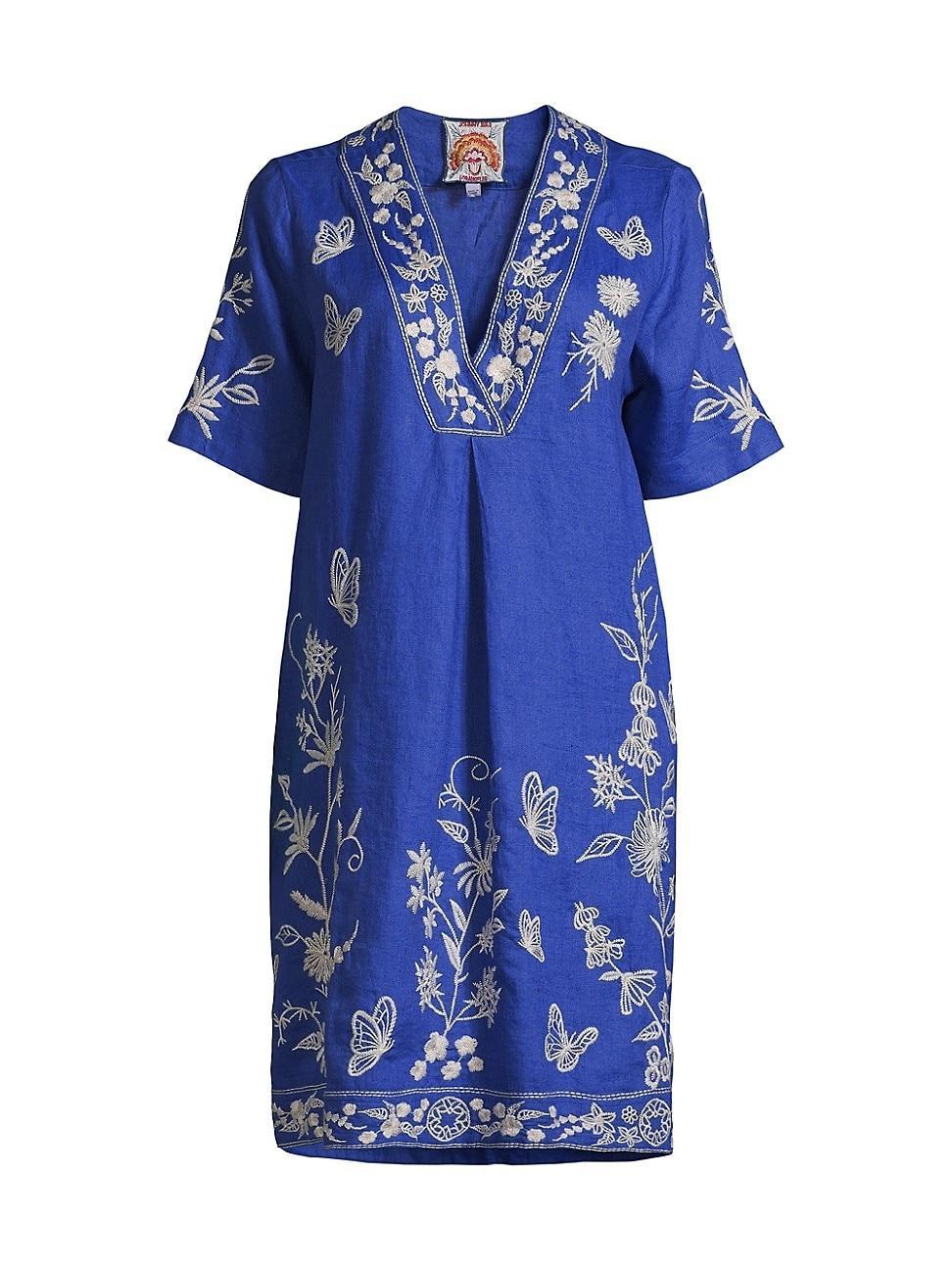 Womens Domingo Embroidered Linen Minidress Product Image