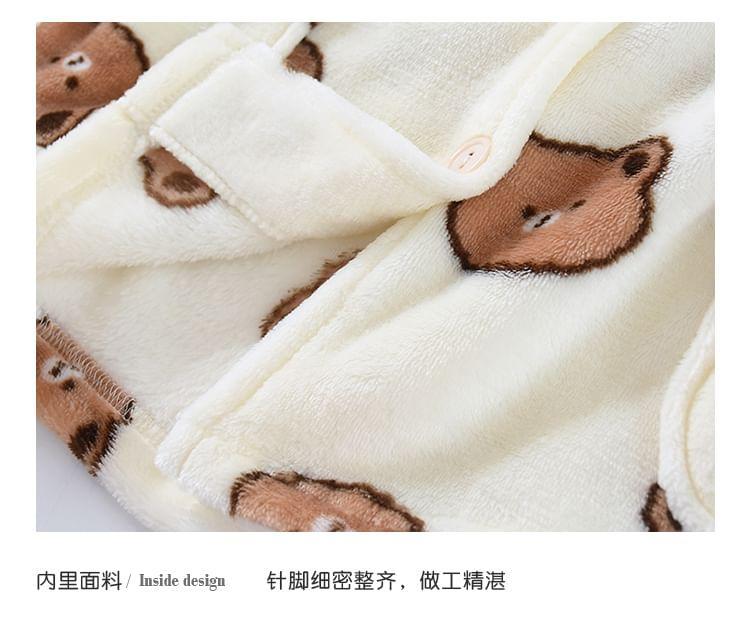 Couple Matching Bear Fleece Pajama Set Product Image