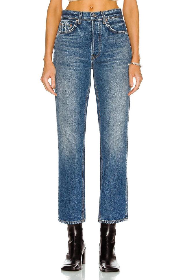 GRLFRND Cassidy High Rise Straight in Tribeca - Blue. Size 31 (also in 23, 29). Product Image