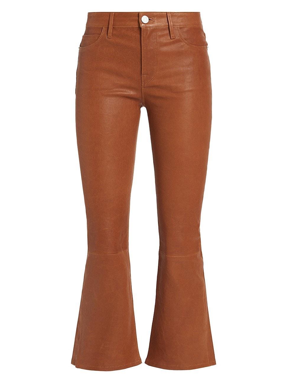 Womens Le Crop Mini Boot-Cut Leather Pants Product Image