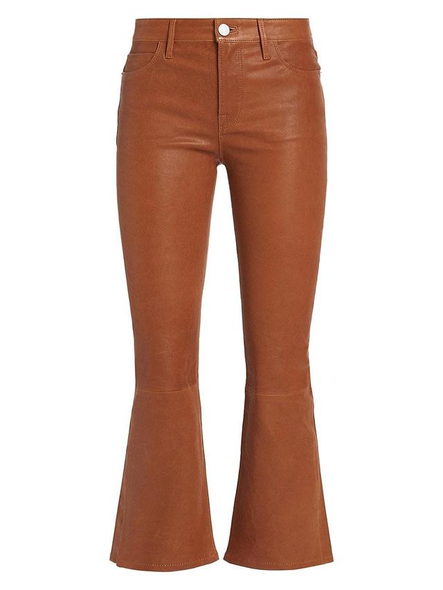 Womens Le Crop Mini Boot-Cut Leather Pants Product Image