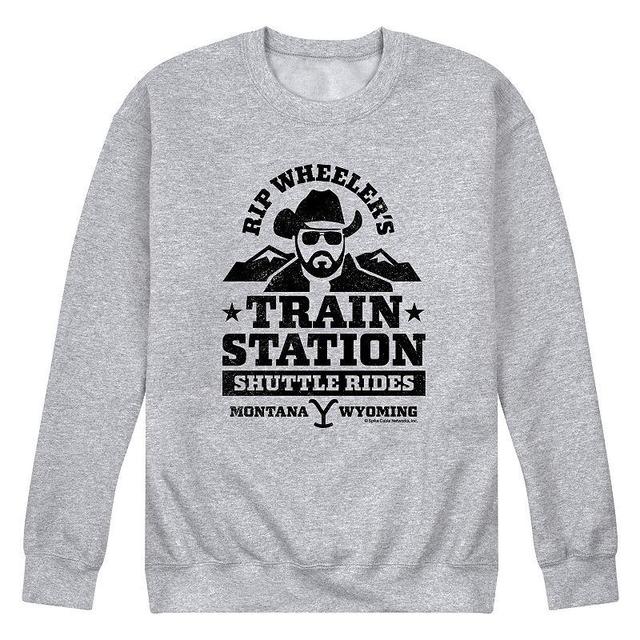 Mens Yellowstone Train Station Sweatshirt Med Grey Product Image