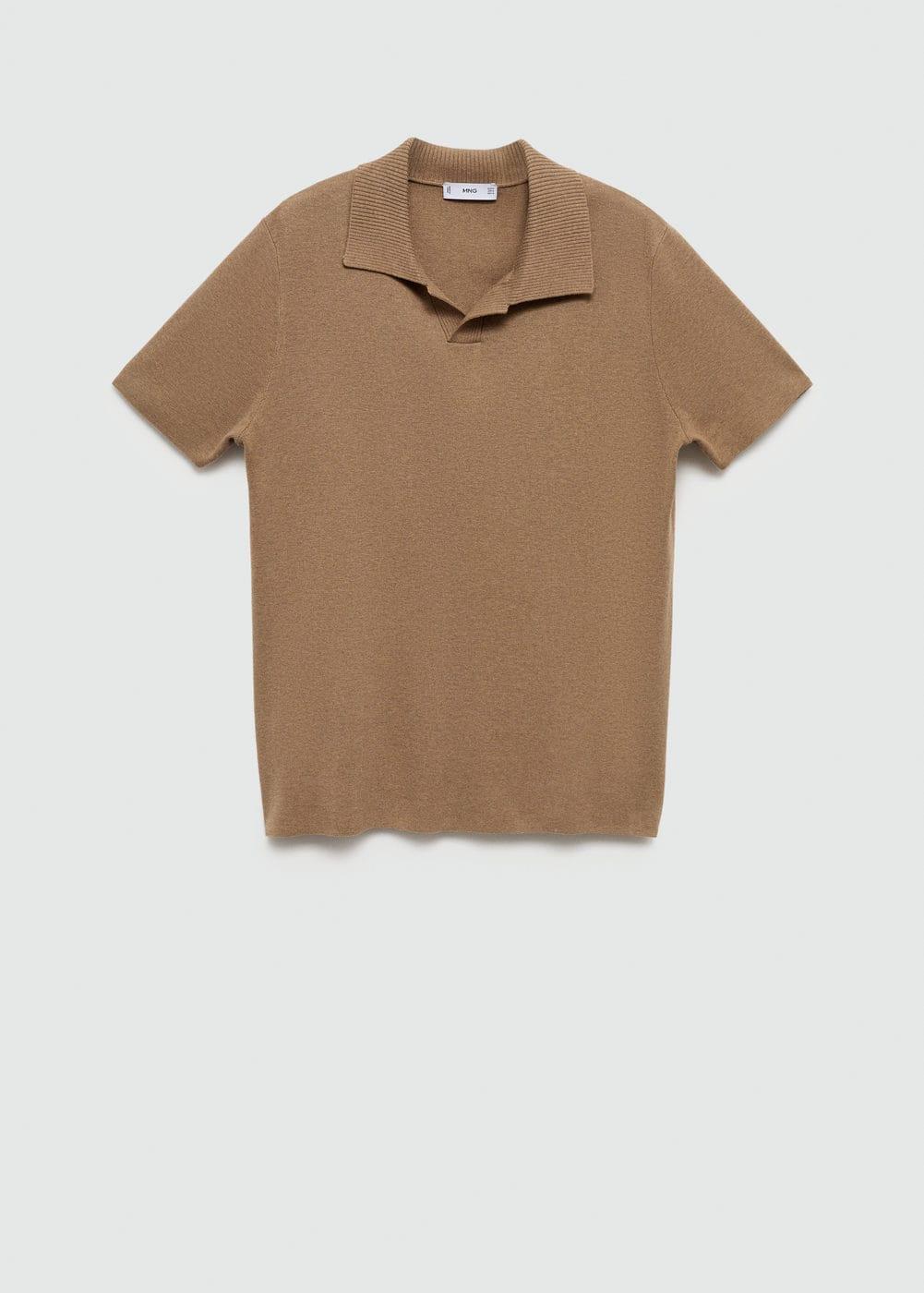 MANGO MAN - Textured knit cotton polo medium brownMen Product Image