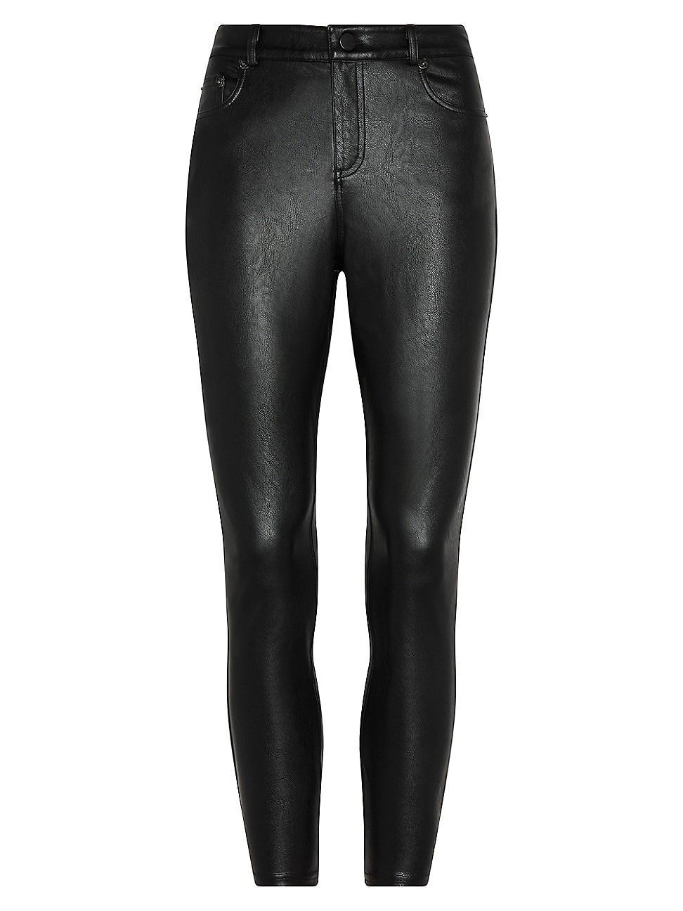 Womens Mid-Rise Faux Leather Skinny Pants product image