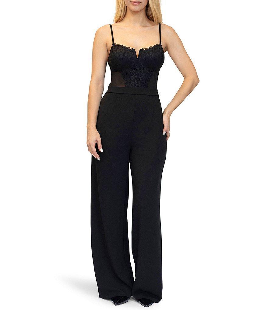 Stevie by Steve Madden V-Neck Lace Panel Cami Bustier Jumpsuit Product Image