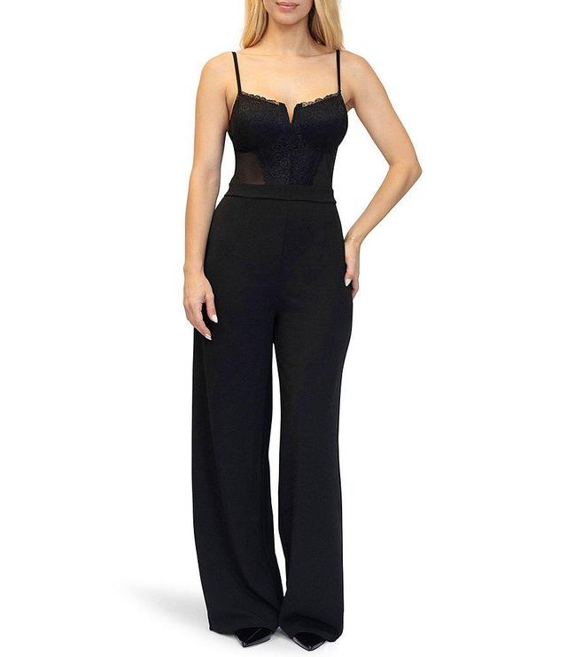 Stevie by Steve Madden V-Neck Lace Panel Cami Bustier Jumpsuit Product Image