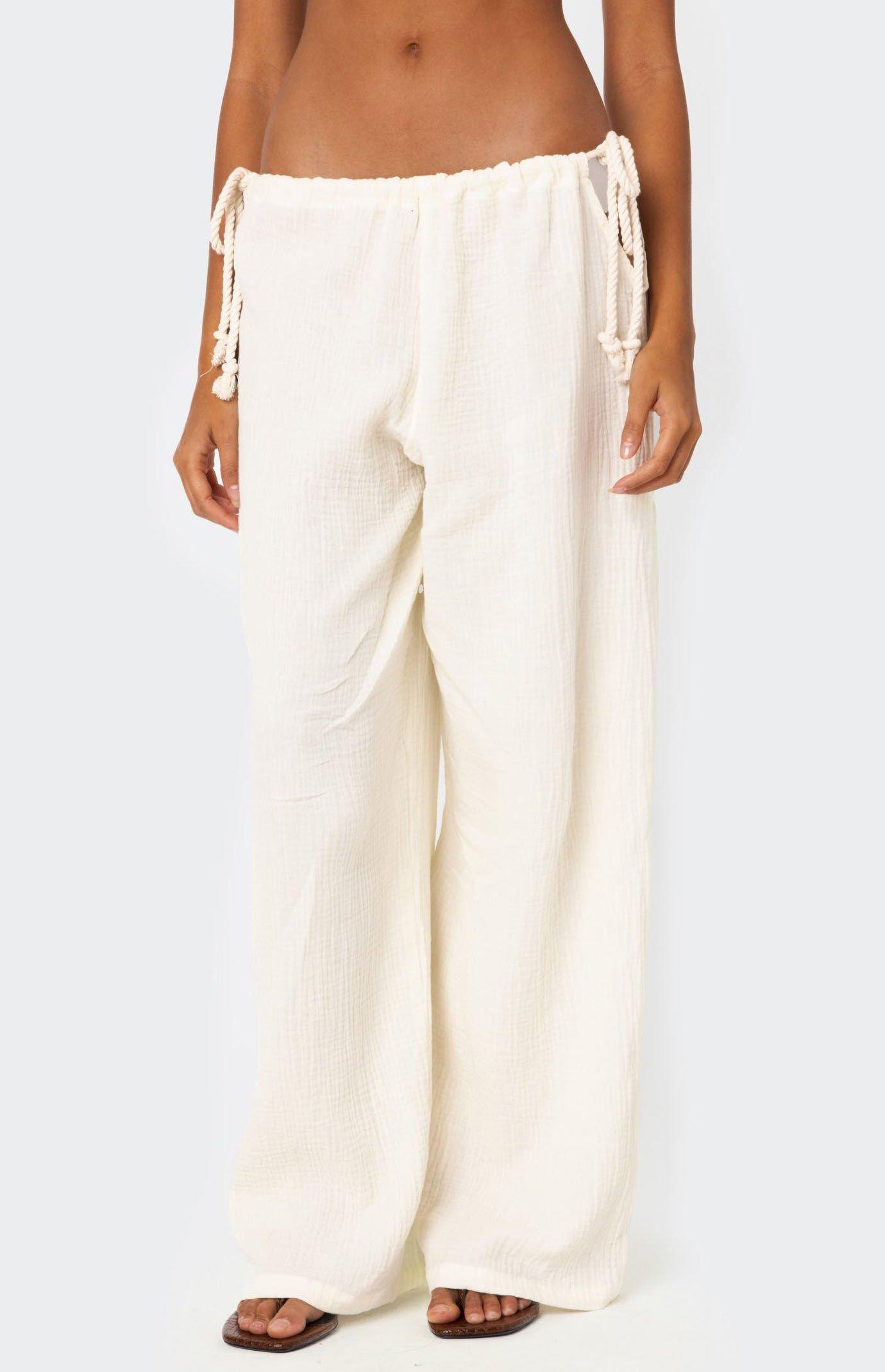 Edikted Women's Leoni Side Tie Cotton Gauze Pants Product Image