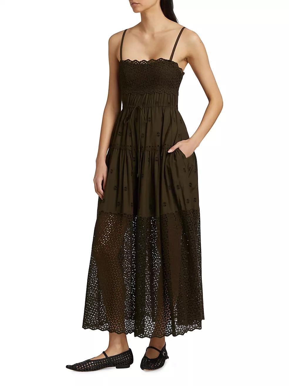 Isadore Cotton Voilé Eyelet Midi-Dress Product Image