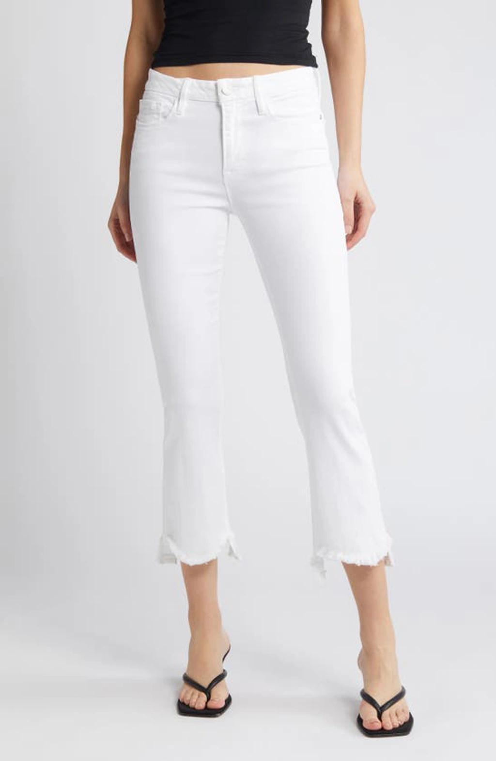 Le Crop Mini Bootcut Fray Step Hem Jeans In Blanc Product Image