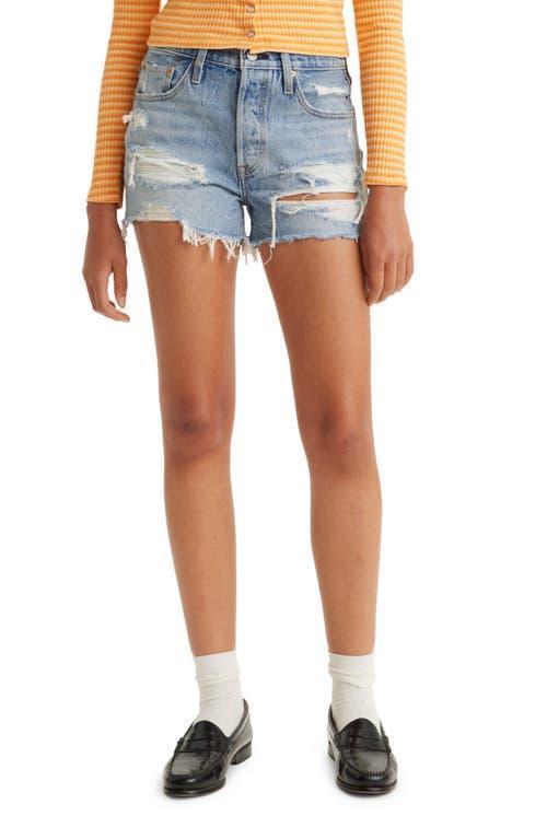 levis 501 Original Ripped Cutoff Denim Shorts Product Image